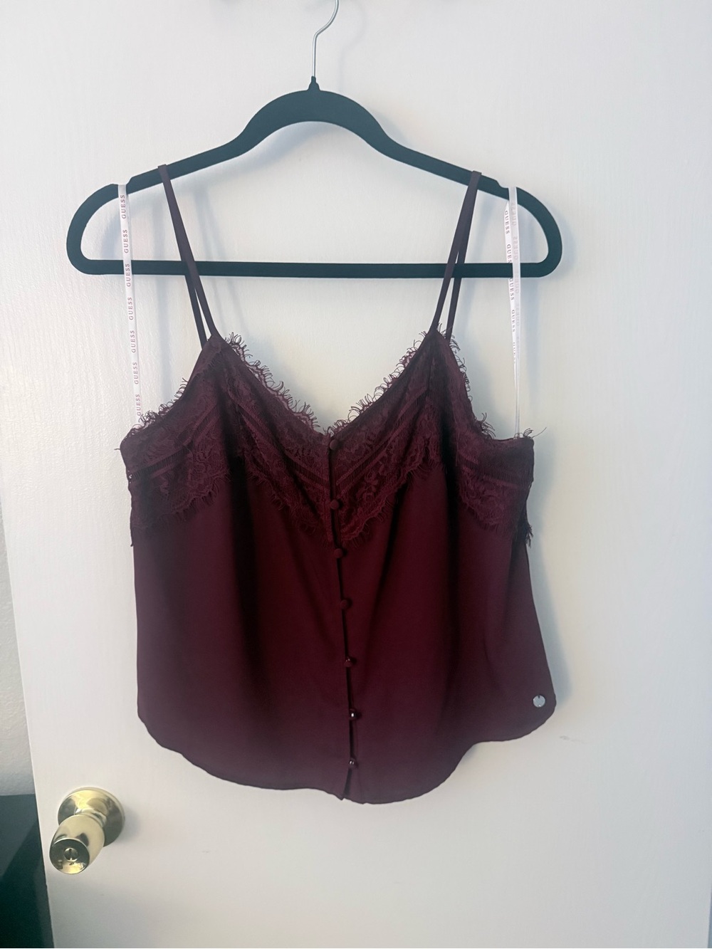 Guess Lace-Trim Button-Front Cami - Wine